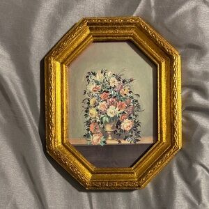 Vintage Ornate Gold Framed Floral Art